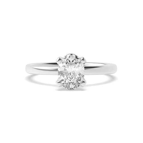 4 Prong Oval Modern basket Solitaire Engagement Ring