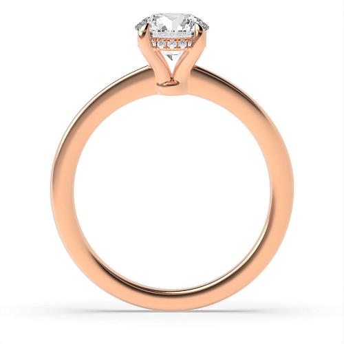 4 Prong Rose Gold Hidden halo claw Engagement Rings