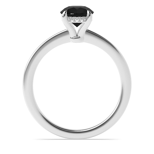 4 Prong Hidden halo claw Black Diamond Solitaire Engagement Rings