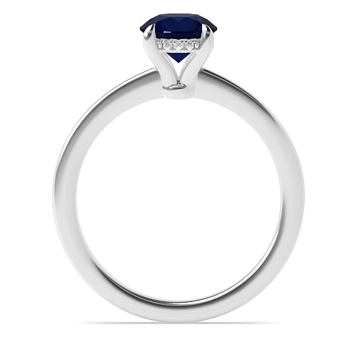 Hidden halo claw Blue Sapphire Engagement Rings