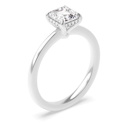 Asscher Hidden halo claw Engagement Rings