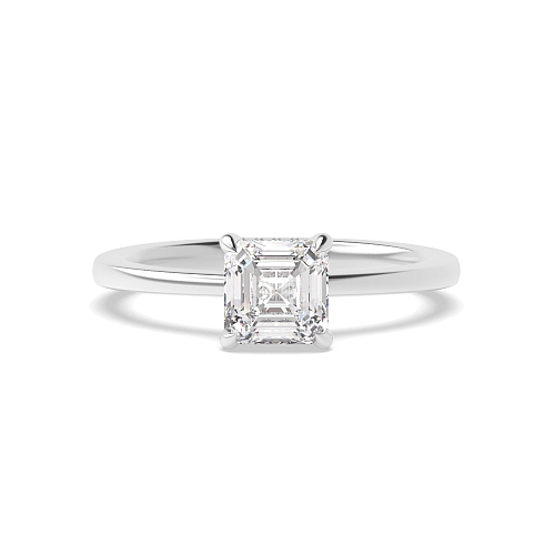Asscher Hidden halo claw Engagement Rings