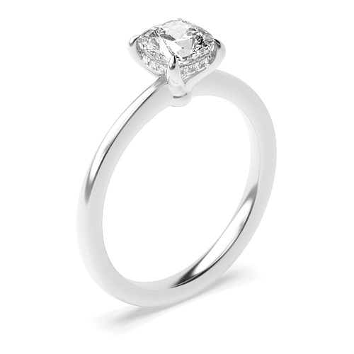 Cushion Hidden halo claw Engagement Rings