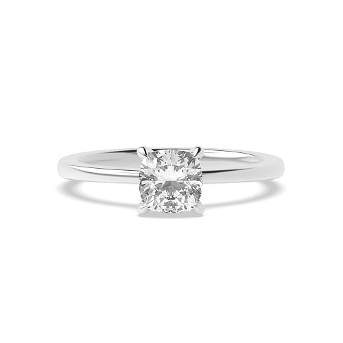 Cushion Hidden halo claw Engagement Rings