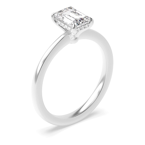 Emerald Hidden halo claw Engagement Rings
