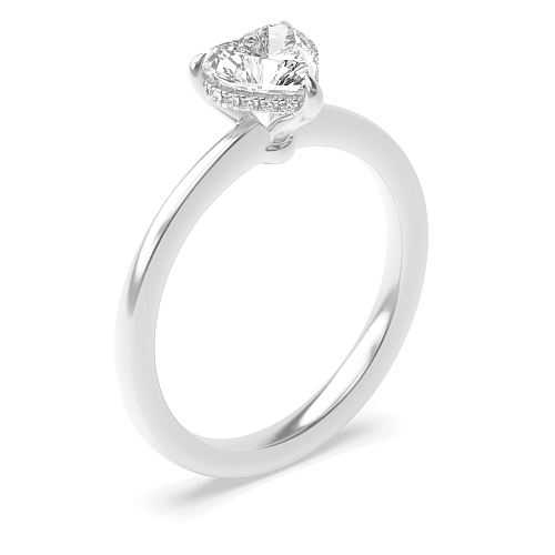 Prong Heart Hidden halo claw Engagement Rings