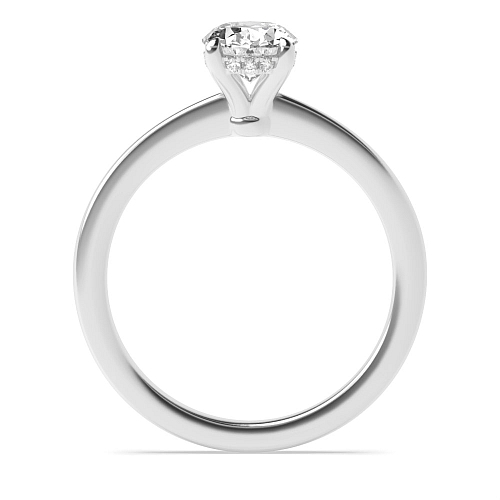 4 Prong Oval Hidden halo claw Solitaire Engagement Rings