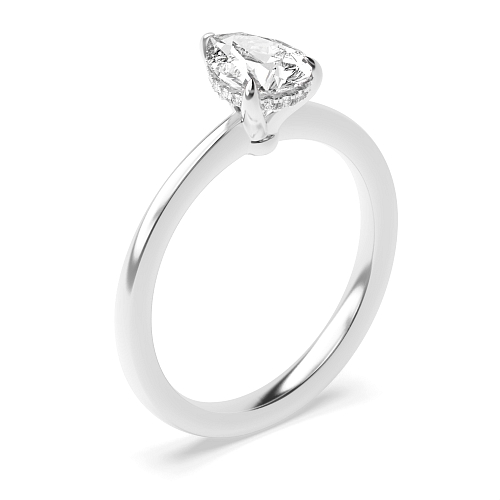 Prong Pear Hidden halo claw Engagement Rings
