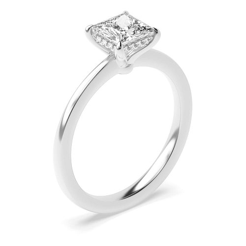 Princess Hidden halo claw Engagement Rings