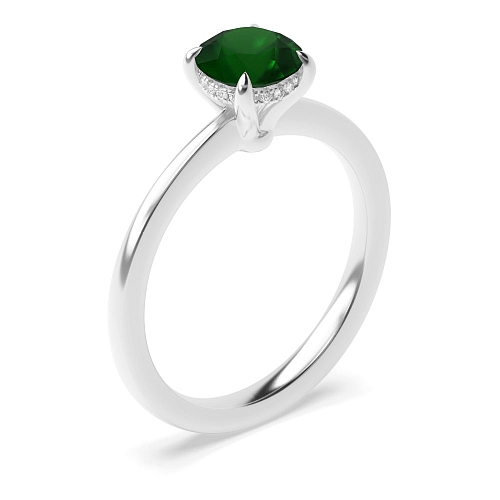 Hidden halo claw Emerald Engagement Rings
