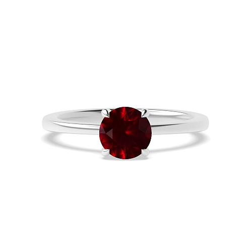 Hidden halo claw Ruby Engagement Rings