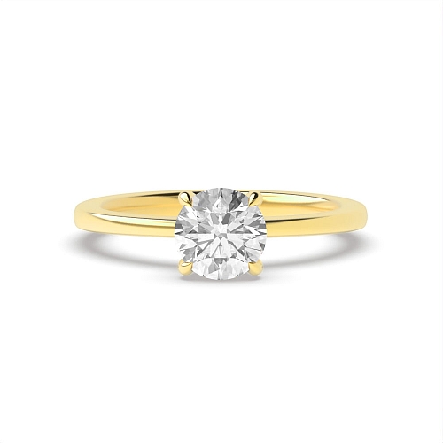 Yellow Gold Hidden halo claw Engagement Rings