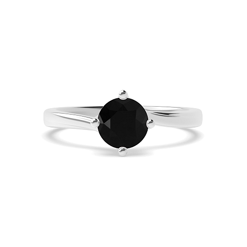 4 Prong Twisted Black Diamond Solitaire Engagement Rings