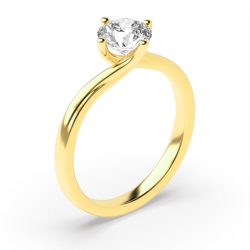 4 Prong Yellow Gold Twisted Engagement Rings