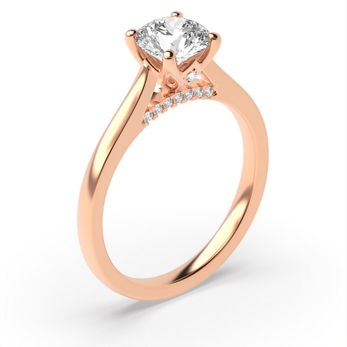 Rose Gold Hidden halo gallery high set crown style Engagement Rings