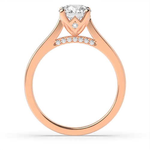 Rose Gold Hidden halo gallery high set crown style Engagement Rings