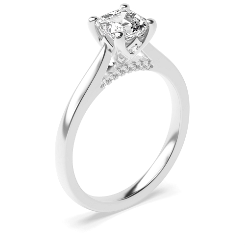 Asscher Hidden halo gallery high set crown style Engagement Rings