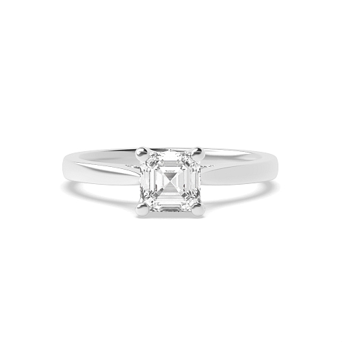 Asscher Hidden halo gallery high set crown style Engagement Rings