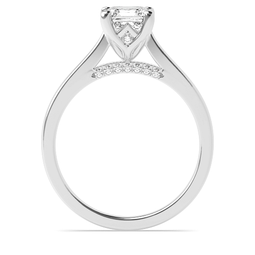 Asscher Hidden halo gallery high set crown style Engagement Rings