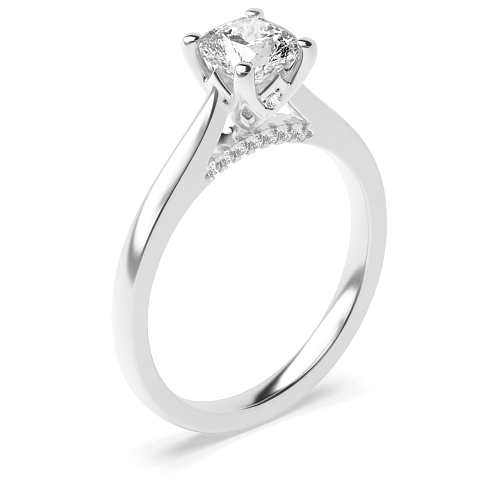 Cushion Hidden halo gallery high set crown style Engagement Rings
