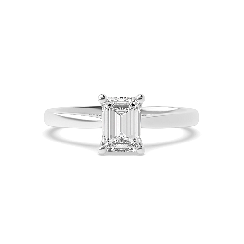 4 Prong Emerald Hidden halo gallery high set crown style Engagement Rings