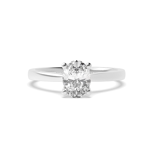 Oval Hidden halo gallery high set crown style Solitaire Engagement Rings