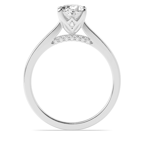 Oval Hidden halo gallery high set crown style Solitaire Engagement Rings