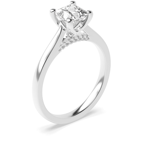 Princess Hidden halo gallery high set crown style Engagement Rings