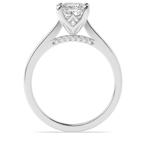 Princess Hidden halo gallery high set crown style Engagement Rings