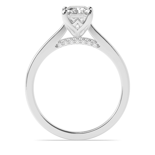 4 Prong Radiant Hidden halo gallery high set crown style Engagement Rings