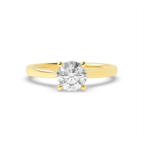 4 Prong Yellow Gold Hidden halo gallery high set crown style Engagement Rings