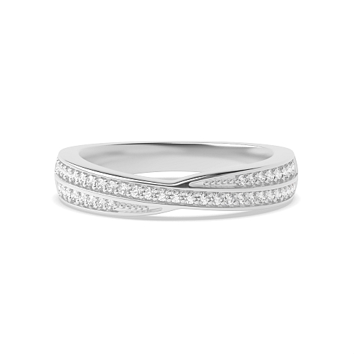 4 Prong Round Platinum two row crossover Eternity Diamond Rings