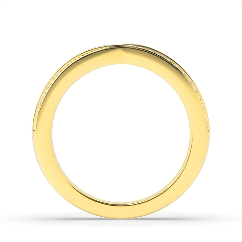 4 Prong Round Yellow Gold two row crossover Eternity Diamond Rings