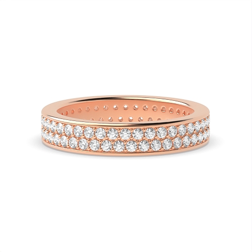 Pave Setting Round Rose Gold double row elegant Eternity Diamond Rings