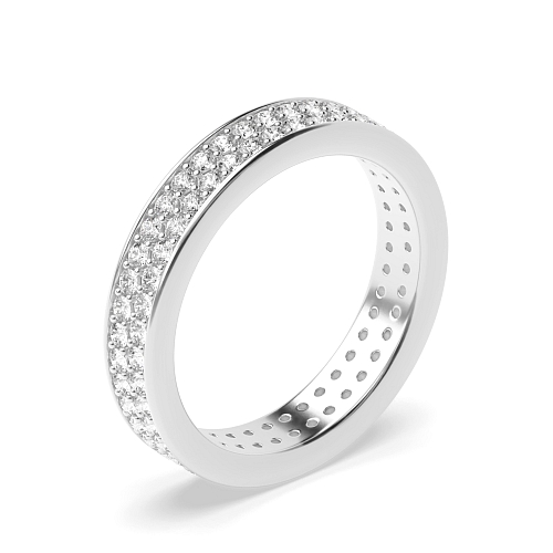 Pave Setting Round White Gold double row elegant Full Eternity Diamond Rings
