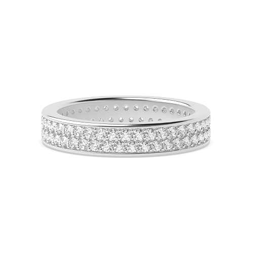 Pave Setting Round White Gold double row elegant Full Eternity Diamond Rings