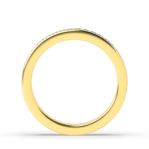 Pave Setting Round Yellow Gold double row elegant Eternity Diamond Rings