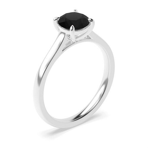 Classic basket Black Diamond Solitaire Engagement Rings