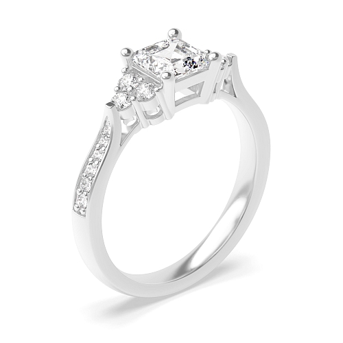 4 Prong Asscher Elegant look Engagement Rings