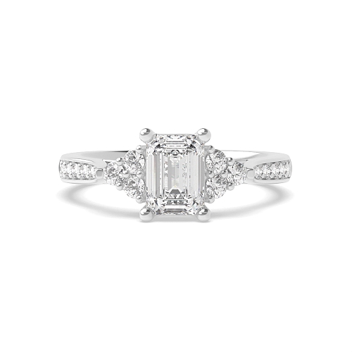 4 Prong Emerald Elegant look Engagement Rings
