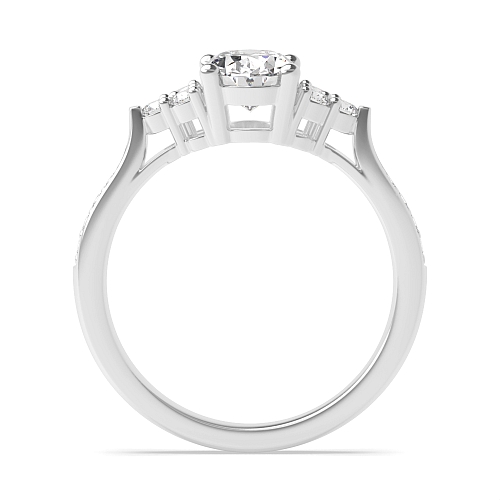 4 Prong Oval Elegant look Side Stone Engagement Rings
