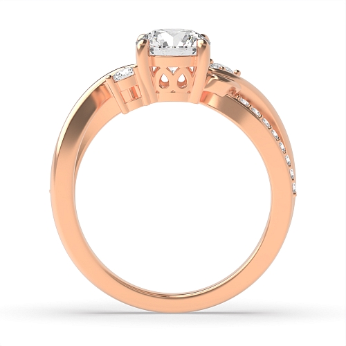 4 Prong Round Rose Gold Interwind Band Trilogy Engagement Rings