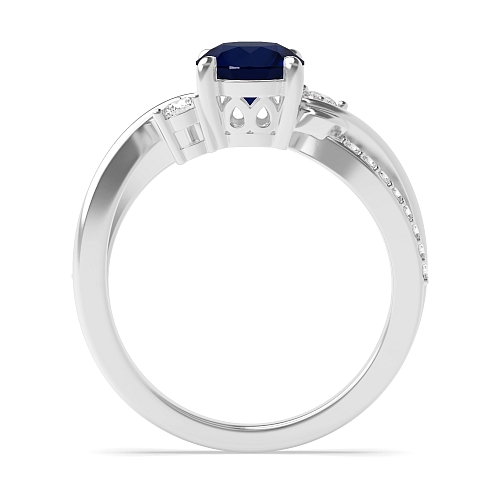 4 Prong Round Interwind Band Blue Sapphire Engagement Rings