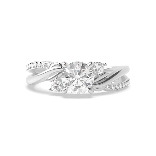 4 Prong Round Interwind Band Trilogy Engagement Rings