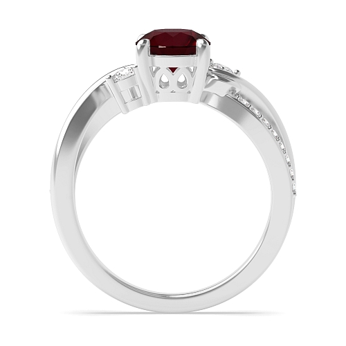 4 Prong Round Interwind Band Ruby Engagement Rings