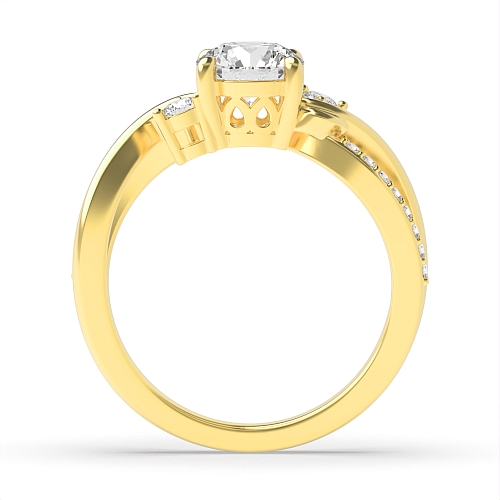 4 Prong Round Yellow Gold Interwind Band Engagement Rings
