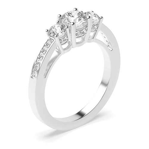 Round Timeless trio diamond Moissanite Engagement Rings