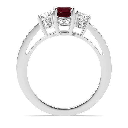 Round Timeless trio diamond Ruby Engagement Rings
