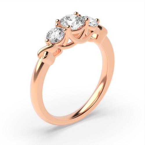 Round Rose Gold Timeless trinity Trilogy Engagement Rings