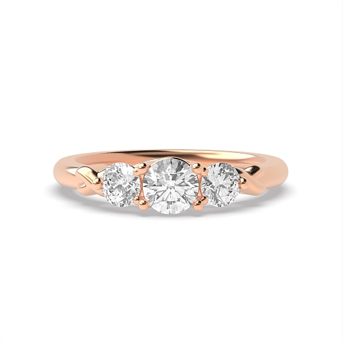 Round Rose Gold Timeless trinity Trilogy Engagement Rings